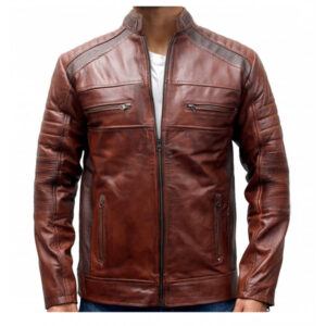 Men’s Handmade Brown Racer Jacket