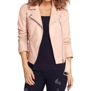 Women’s Asymmetrical Zipper Baby Pink Jacket